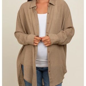 Casual Tan Button-Up Shirt